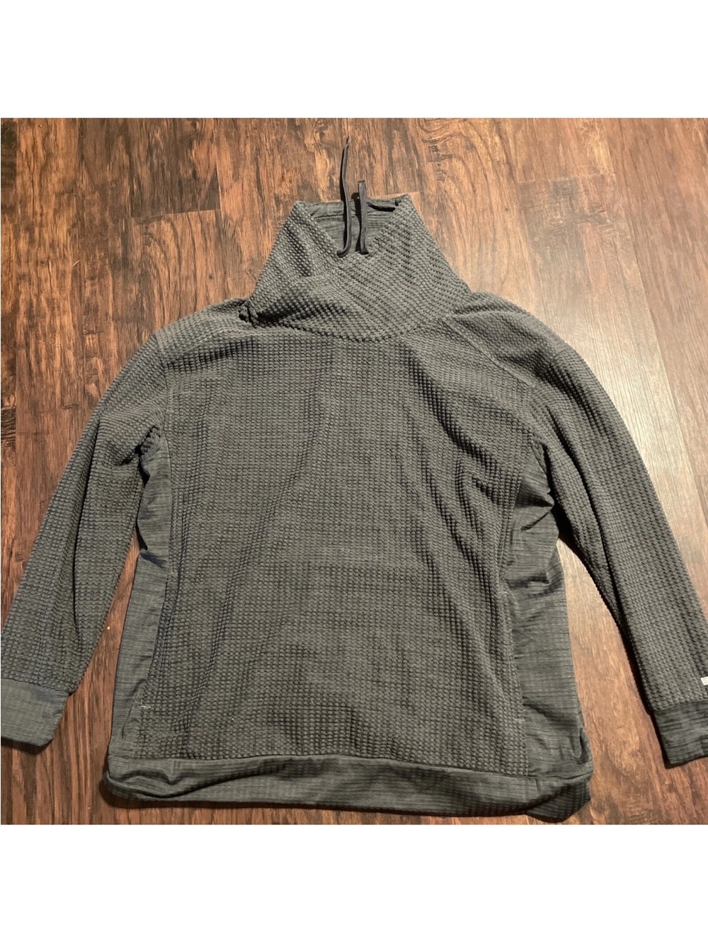 Waffle-Knit Charcoal Turtle Neck Sweater Jacket